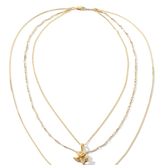 New Vanessa Mooney THE OLIVIA NECKLACE Triple layering stacking necklace set - Picture 2 of 3